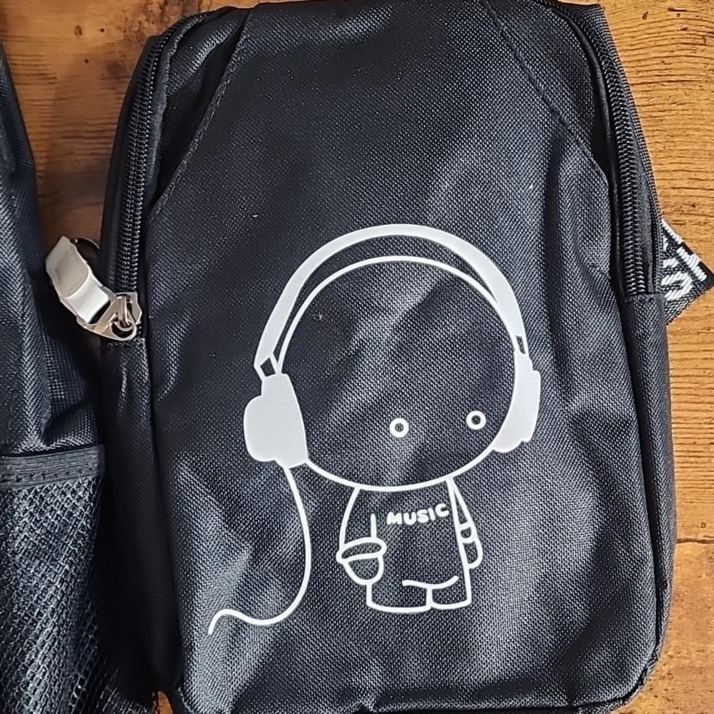Men's 2pcs Minimalist Casual Business Backpack Set Shoulder Bag And Chest Bag.